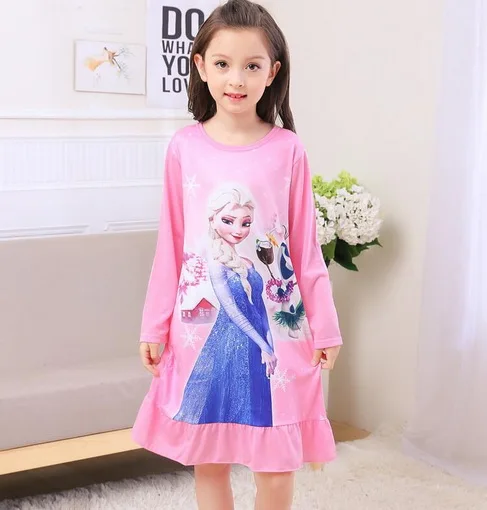 style 14 ; Детская Трикотажная хлопковая ночная рубашка с длинными рукавами; платье-Пижама для девочек; детская одежда для сна; пижама для девочек; повседневные ночные рубашки; YW377 - Цвет: style 14