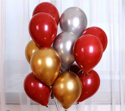 gold silver ruby red 50/100 шт шары из латекса цвета металлик цвета: золотистый, серебристый Свадебная вечеринка украшения Воздушные шары Шиммер и шайн из метала золотого цвета на день рождения воздушные шары - Цвет: gold silver ruby red