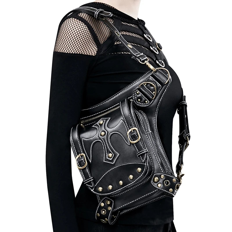 Женские поясные сумки gear Duke в стиле стимпанк из искусственной кожи с заклепками, Мужская мотоциклетная сумка, женская сумка через плечо