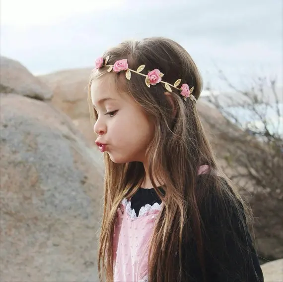 1 шт. детская Цветочная Гирлянда розы с золотыми листьями|elastic hairband|headband elastichairband