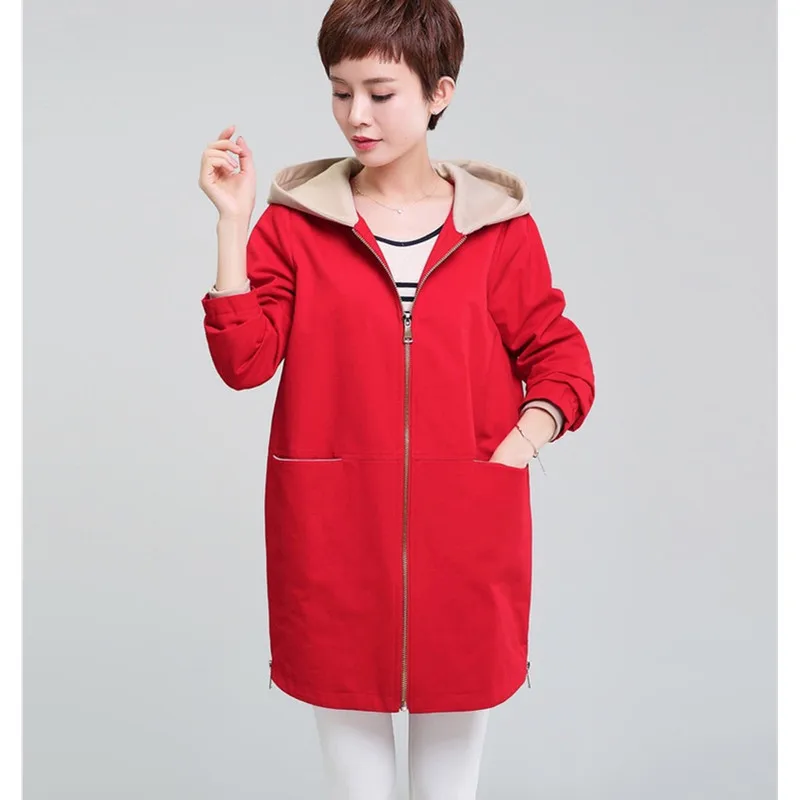 Повседневная Женская ветровка с капюшоном пальто 2020 новинка весна-осень длинный