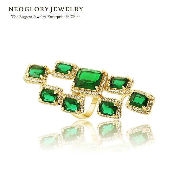 Neoglory австрийские стразы AAA зеленый циркон светильник желтое золото большое