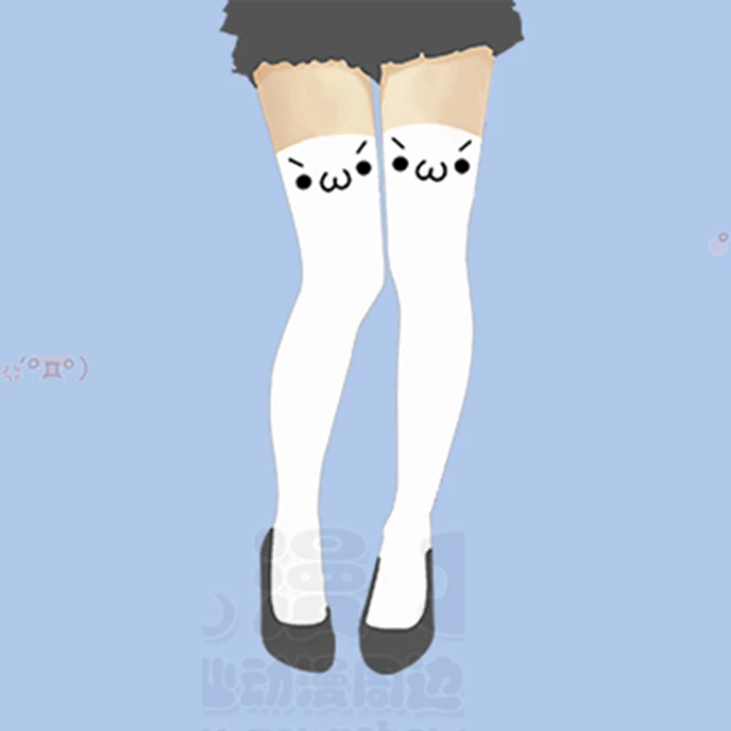 Kaomoji-kun Emoticon/милые высокие колготки с имитацией аниме; колготки; Прямая поставка; цена - Цвет: B