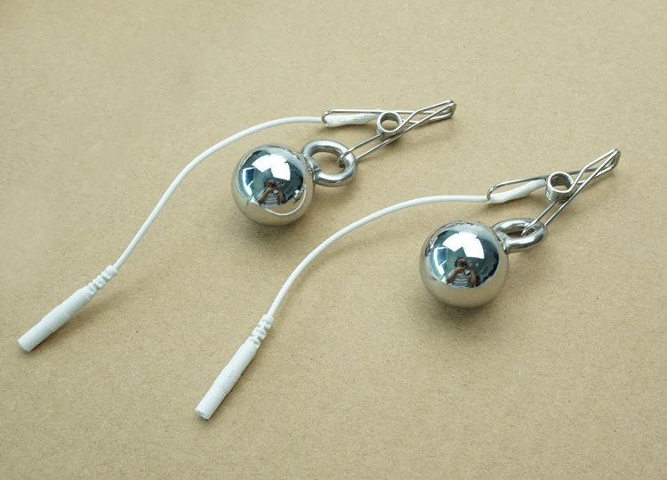 Электрический шок соски зажимы с 70 г металлическим шариком для женщин груди