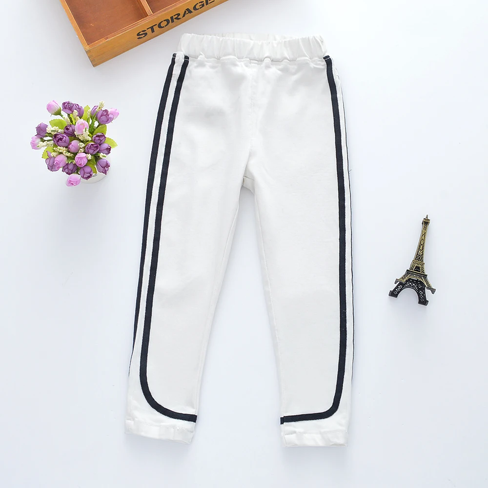 Повседневные штаны для девочек весна осень 2019 Детские однотонные хлопковые
