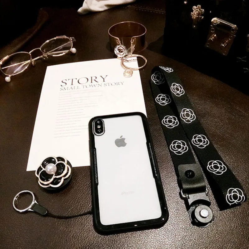 SYCASE новые роскошные кольца с камелиями прозрачная акриловая задняя чехол для iPhone