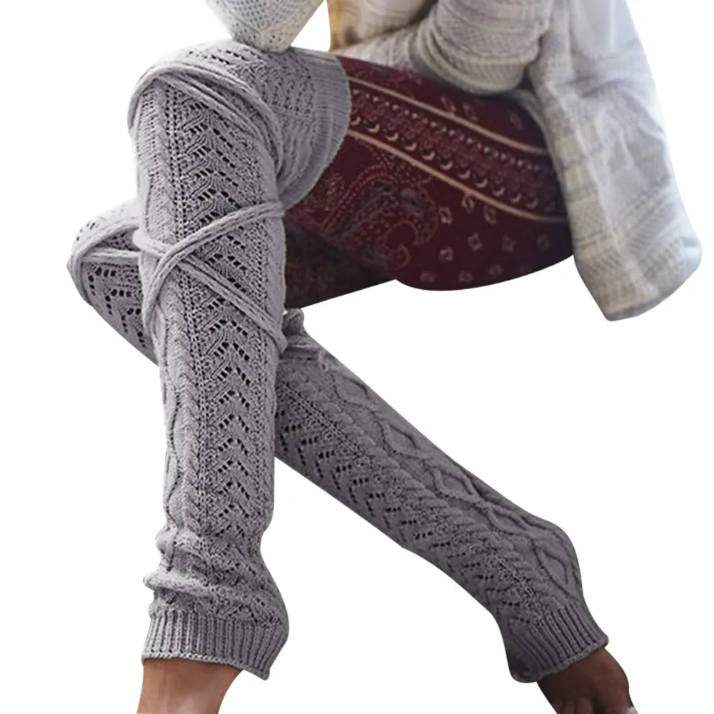 Зимние теплые женские носки для старшей школы девочек Высокие гольфы до бедра