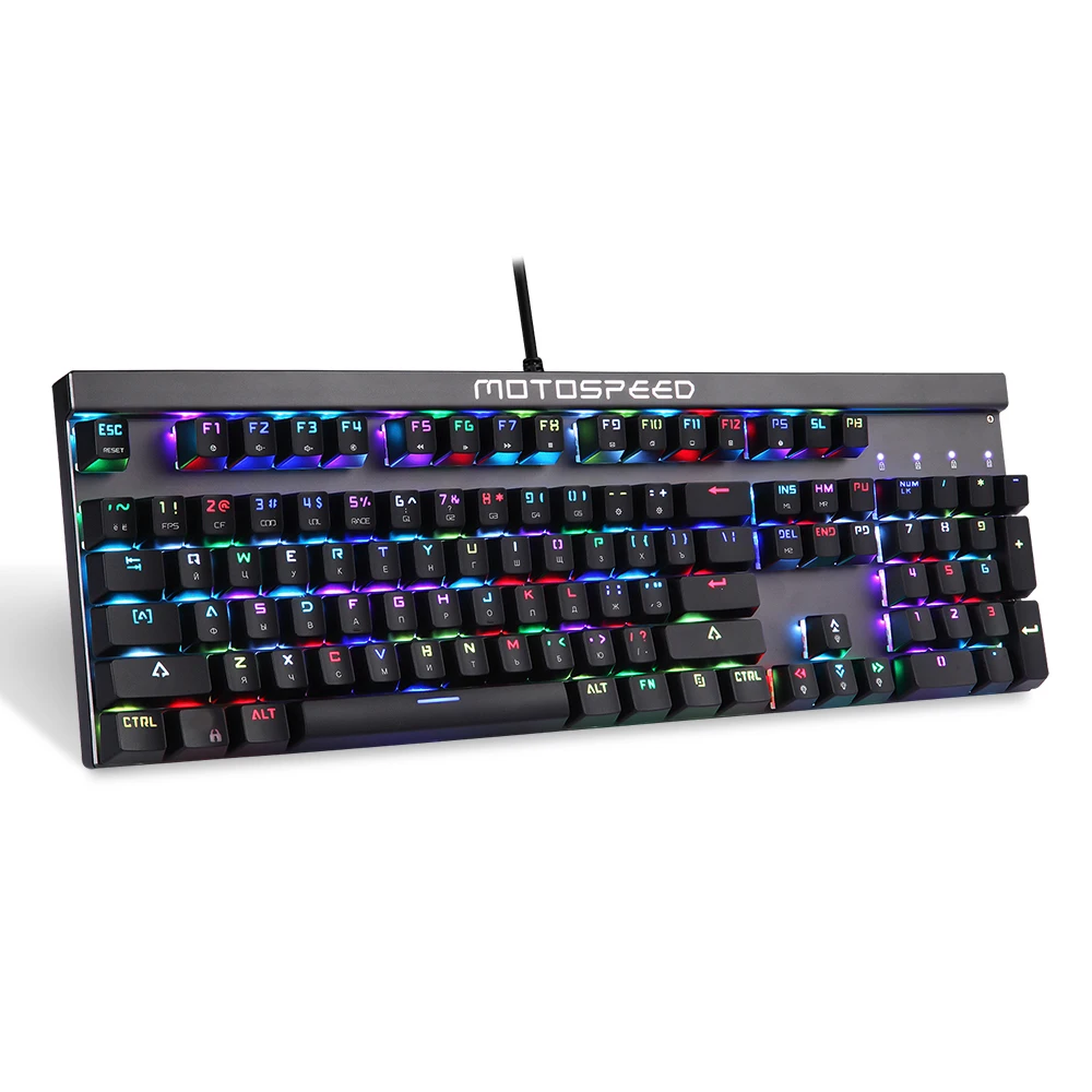 Russian/English Motospeed CK103 Wired Mechanical Keyboard 104 Keys RGB Backlit for Professional Gaming Teclado Gamer PK CK104 | Компьютеры