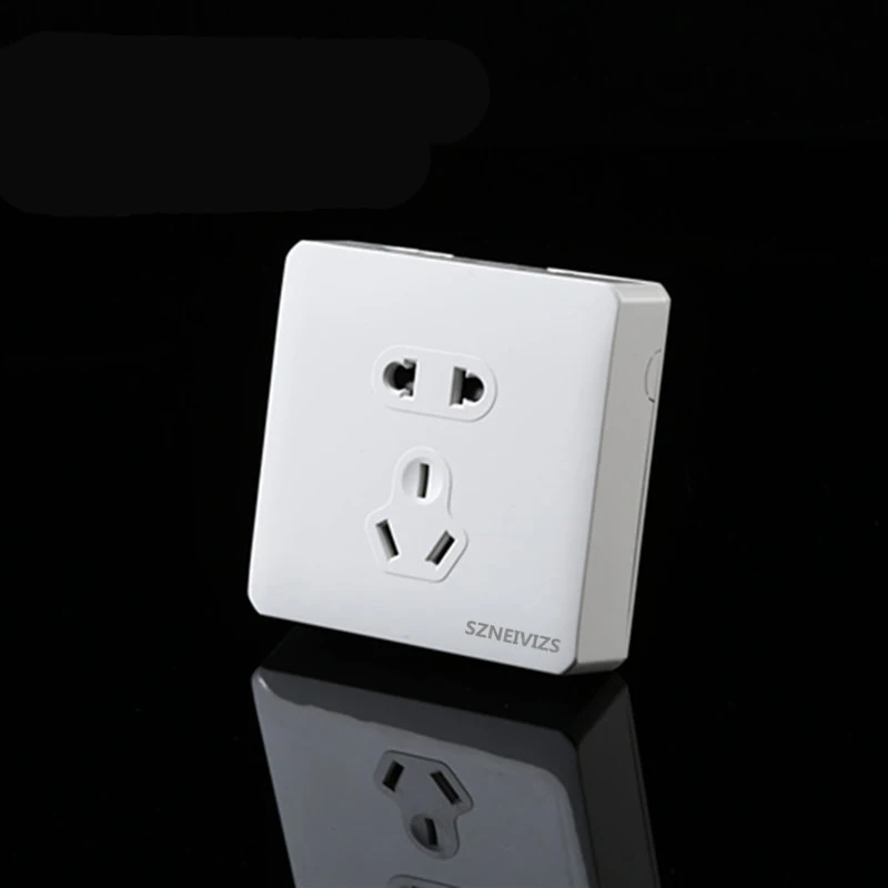 

Free Shipping,KM001EU-W White Surface Mounted 5 pins Wall Socket 10A socket