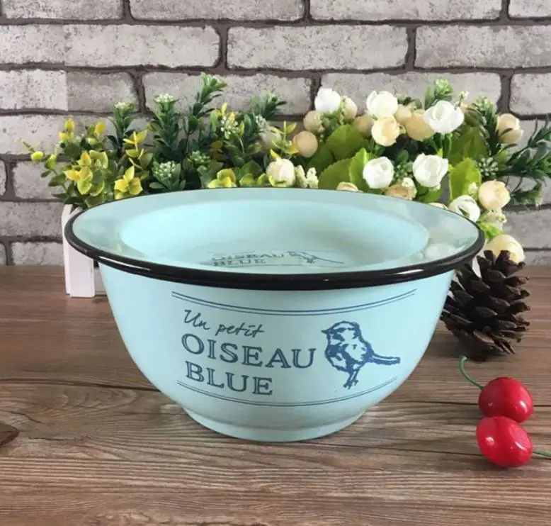 Креативная суповая миска с эмалью ностальгии в стиле ретро Салатница железная