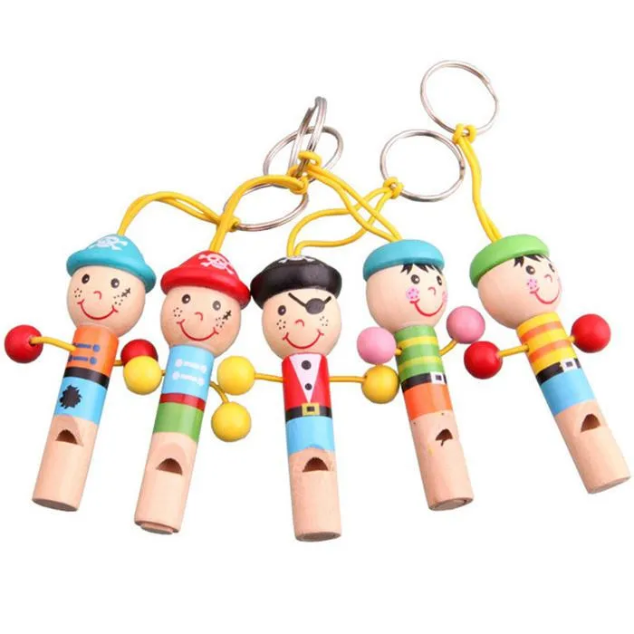 1pcs randomly Детские игрушки деревянные свистки модель красочные мини брелоки Пираты прекрасный кукла инструмент игрушки - Цвет: 1pcs randomly