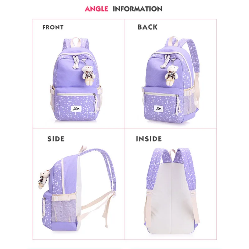 ZIRANYU 3 шт./компл. женские холщовые школьные рюкзаки школьная сумка для колледжа