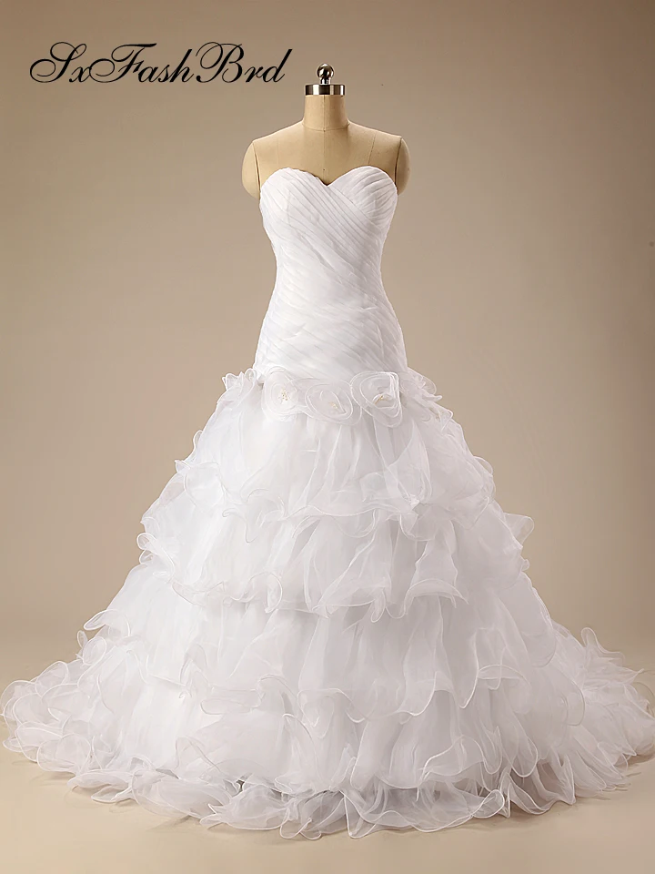 Женское фатиновое длинное свадебное платье с рюшами и для невесты Vestido De