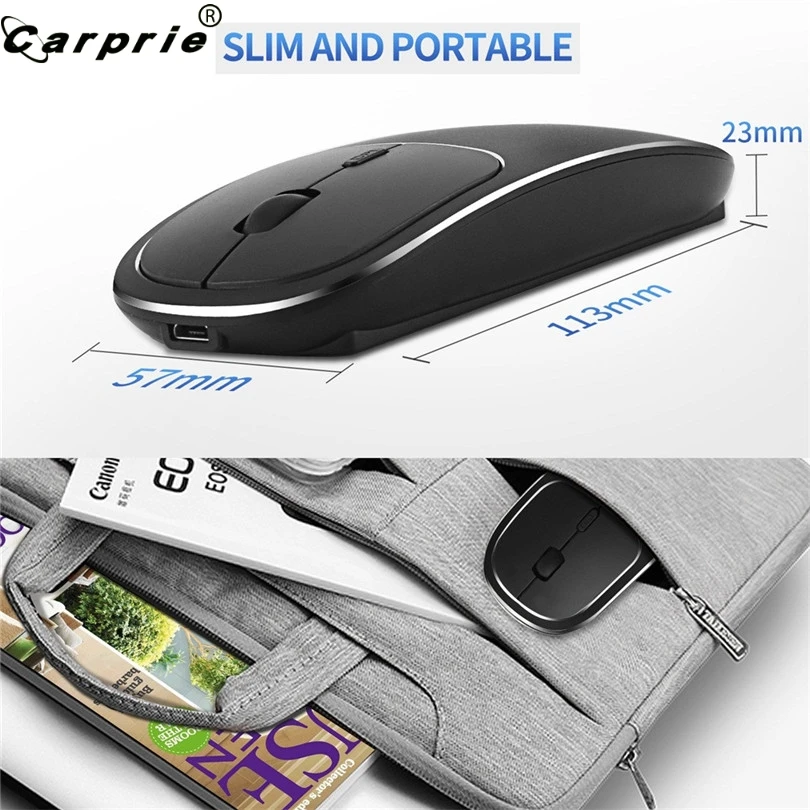 CARPRIE 1 шт. перезаряжаемая Беспроводная Bluetooth-совместимая мышь 2 4 ГГц металлическая