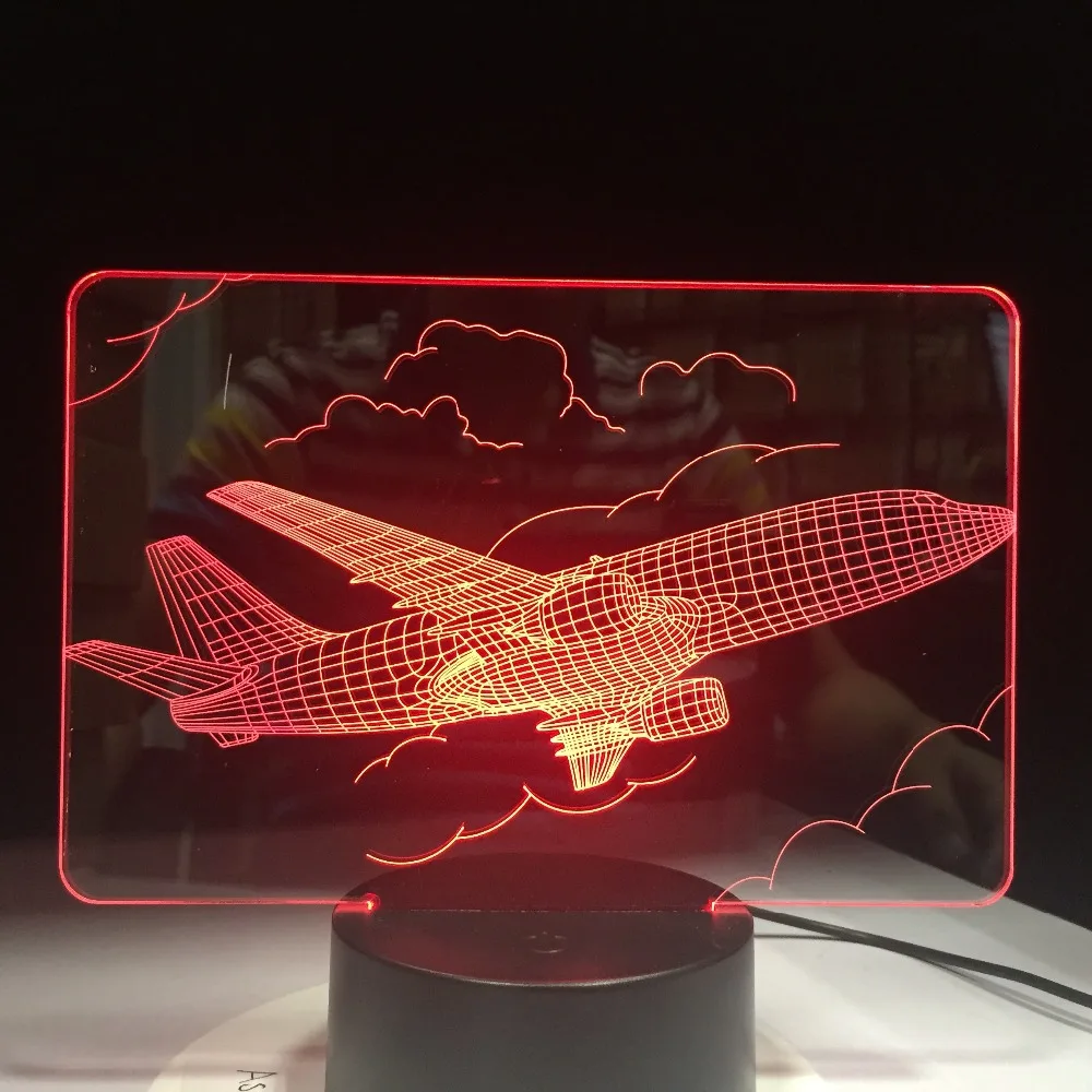 Истребитель 3D Ночник Новинка светодиодный самолет настольная лампа 7 цветов изменить дистанционный сенсорный выключатель управление струйный ночник детский подарок Прямая поставка