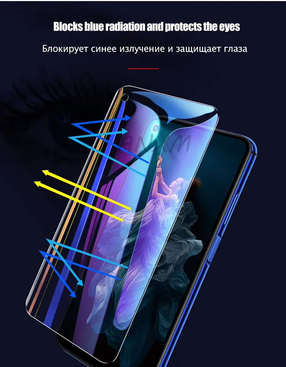 2 шт./лот, закаленное стекло для huawei Honor View 20 Pro, защита экрана 9 H, защита от Blu-ray, стекло для Honor 20 Pro V20, защитная пленка