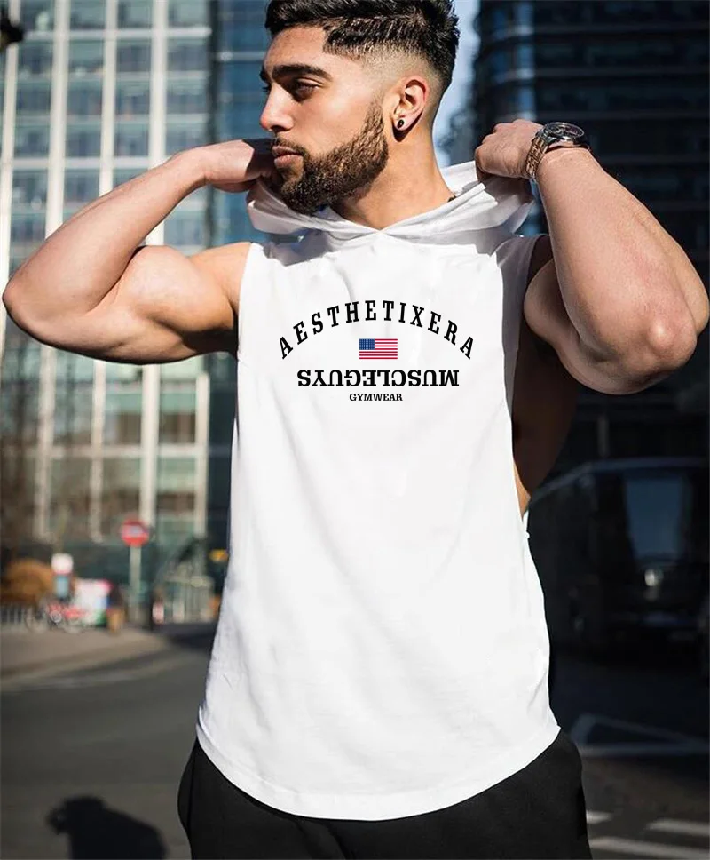 Спортивный жилет Muscleguys мужская хлопковая толстовка свитшоты одежда для фитнеса