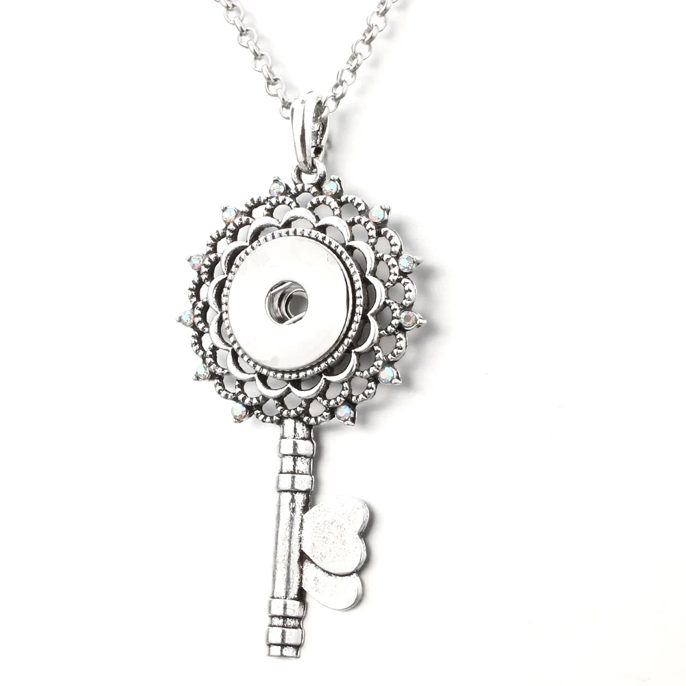 Модные ключ кнопки Цепочки и ожерелья со стразами геометрический кулон DIY