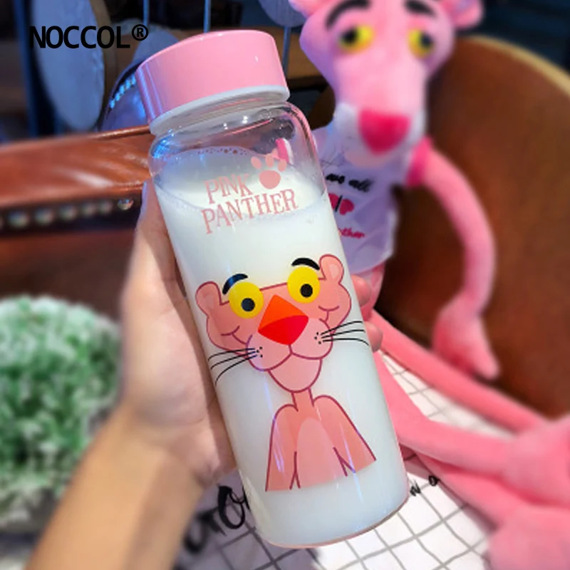 NOCCOL милые розовые леопардовые портативные стеклянные бутылки для воды кофе чай с