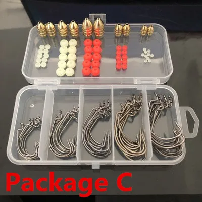 Package C Рыболовные аксессуары набор 1,8 г-10 г металлические приманки из свинца голова Кривошип крючки глубокая вода пуля вес бисера Блокировка набор рыболовные снасти pesca - Цвет: Package C
