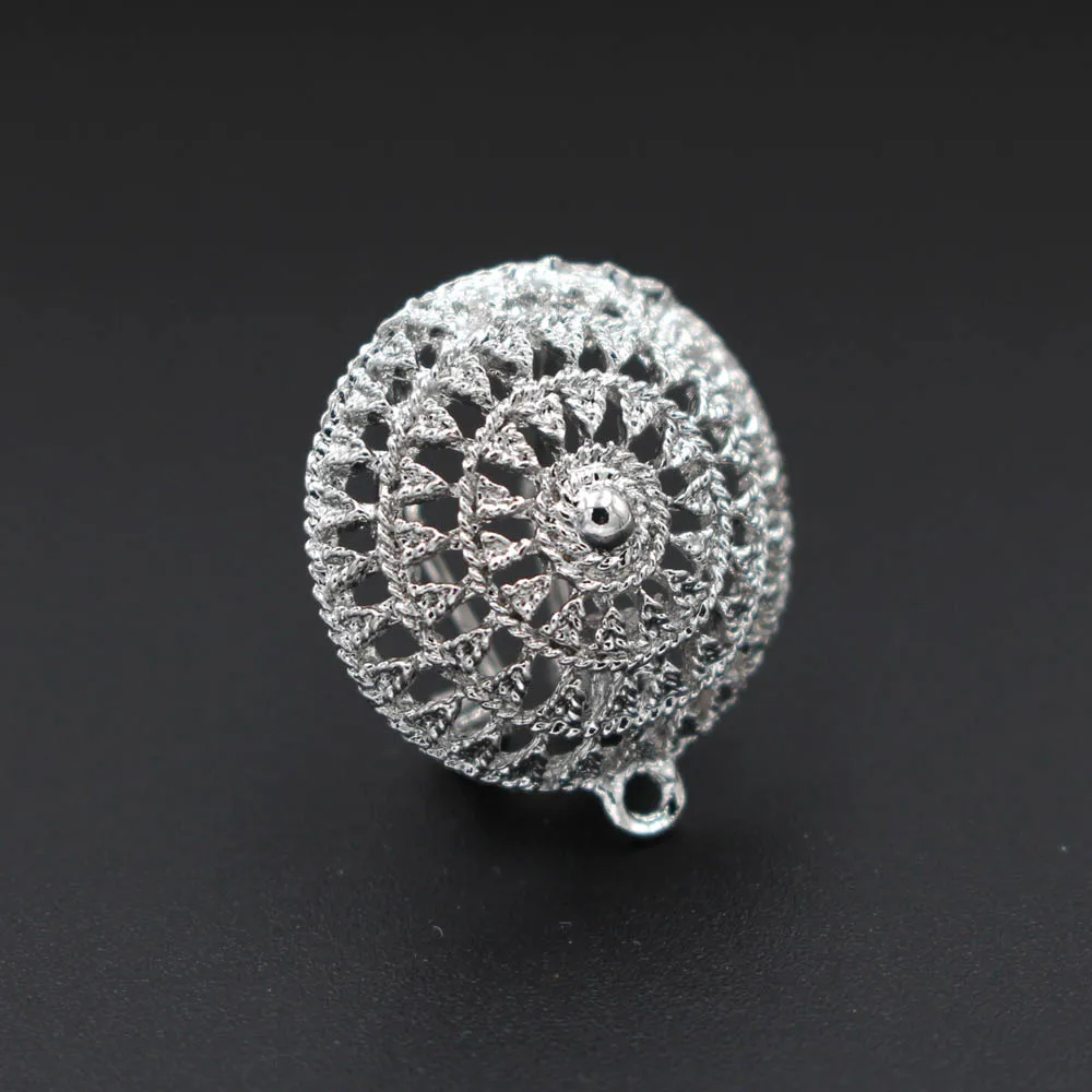 Clip Earrings Post with Loop Hanger Hollow Filigree Circle DIY Metal Stud Findings 20mm 10 Pairs | Украшения и аксессуары