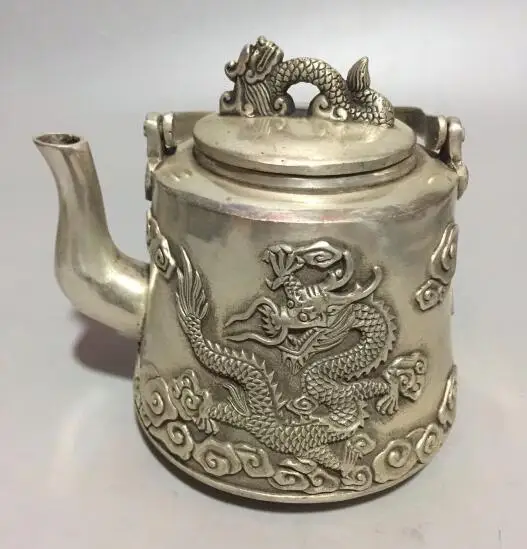 Коллекционный чайник из белой меди с драконом | Дом и сад