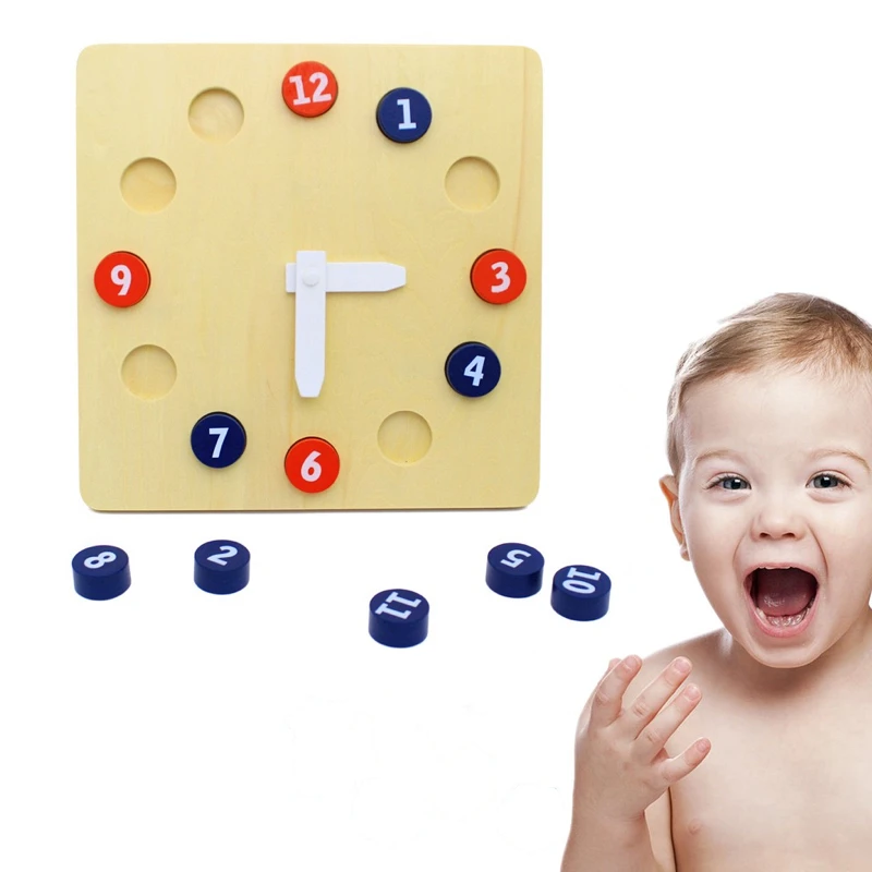 Деревянные часы пазлы для детей время Монтессори раннее обучение детские игры