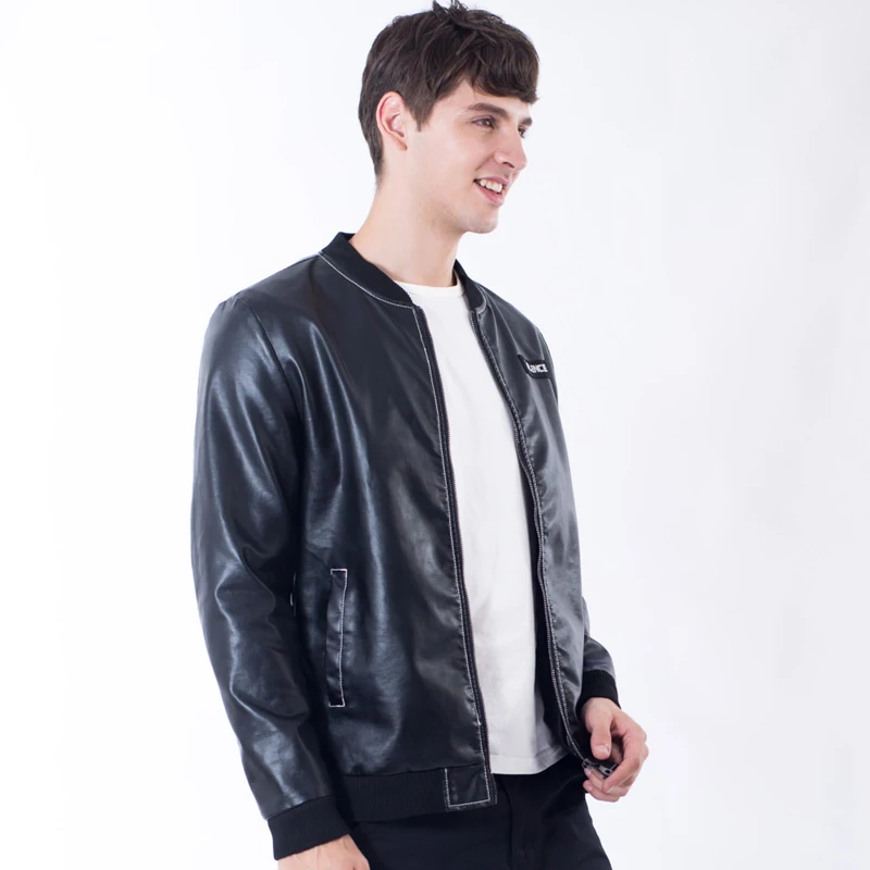 Woodsvoice брендовая одежда Куртки из искусственной кожи для мужчин Slim Fit Новые осенние зимние мужские кожаные куртки Мужская Верхняя одежда повседневные пальто