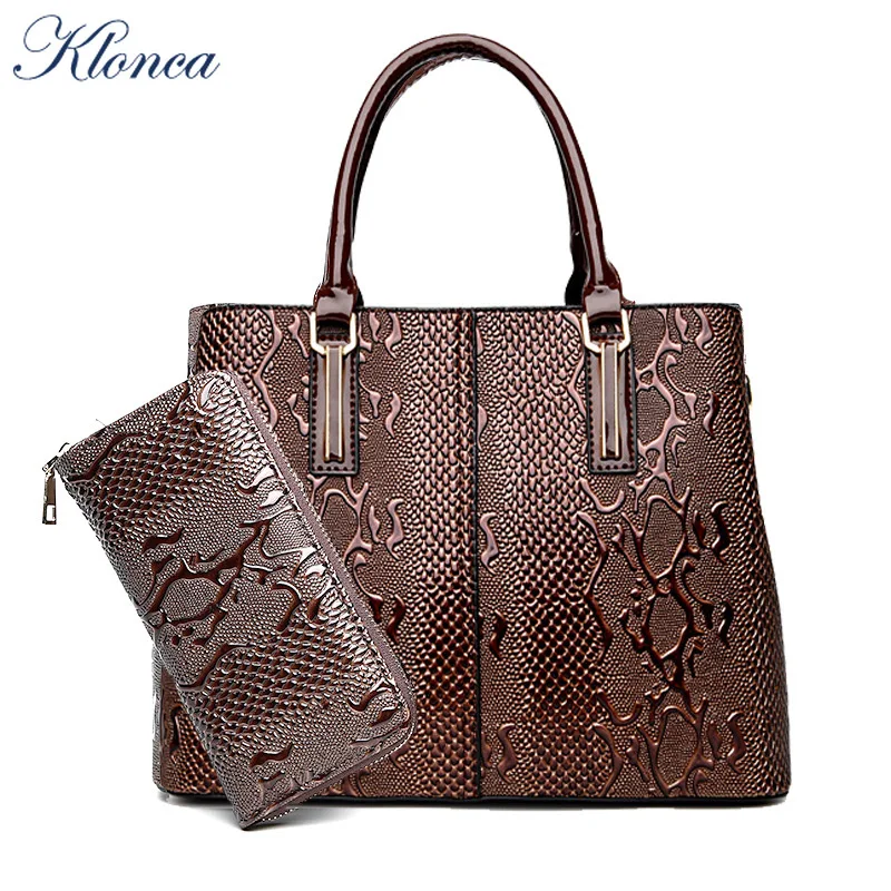 Klonca freeshipping chic female handbag new designer serpentile mposite bag high quality PU leather casual shoulder 2019 | Багаж и сумки
