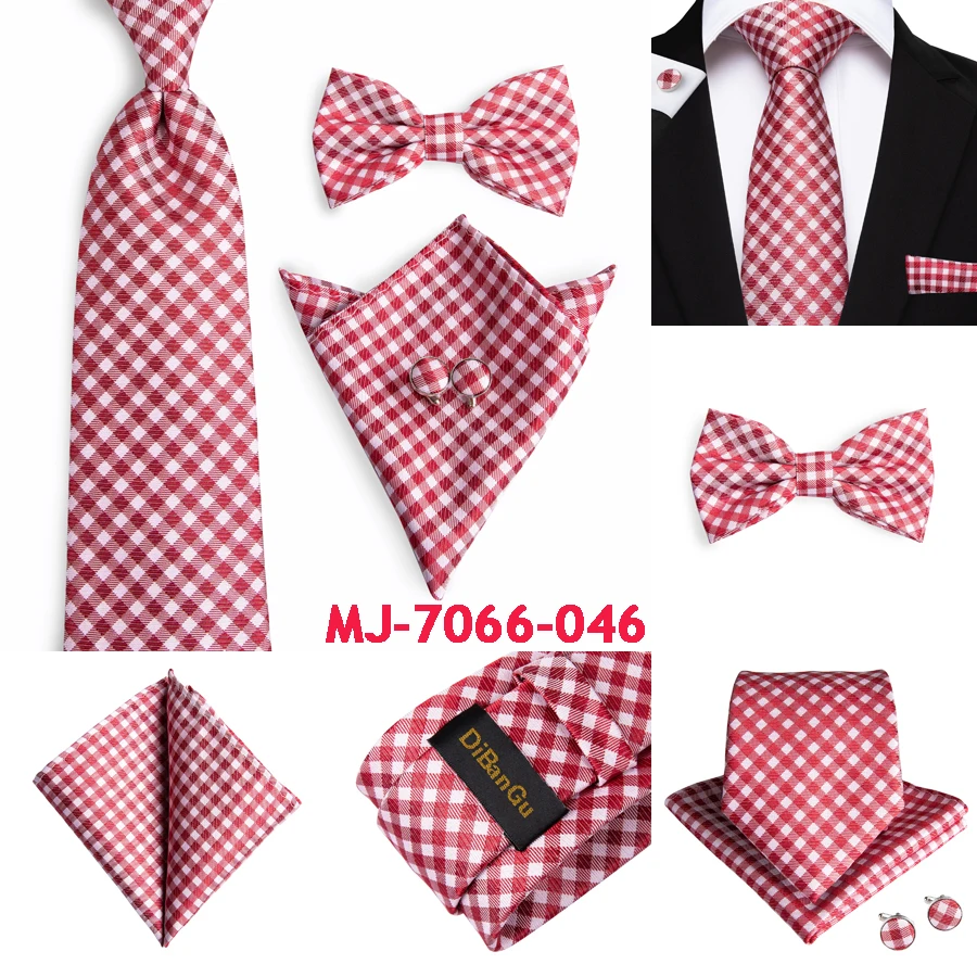 

DiBanGu Fashion 16 Styles Men's White Bow Tie Set Clip for Men Hanky Cufflinks Men's Bow Tie Business Wedding Party Bow Tie Set