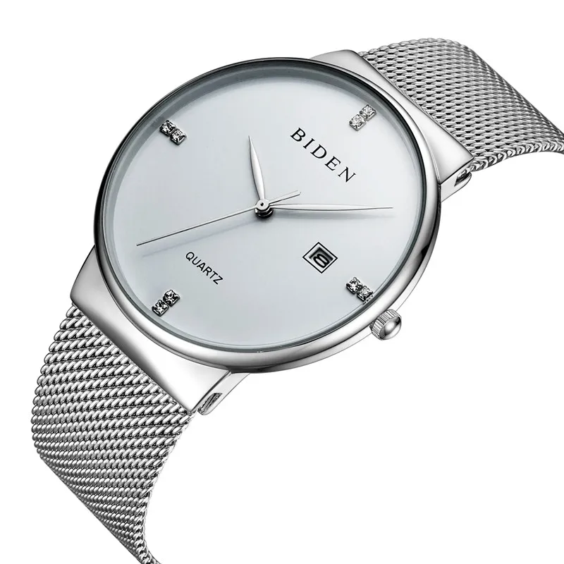 

BIDEN brand men's watches simple quartz watch men's steel mesh watch quartz watch ultra-thin overclocking clock relogio masculin
