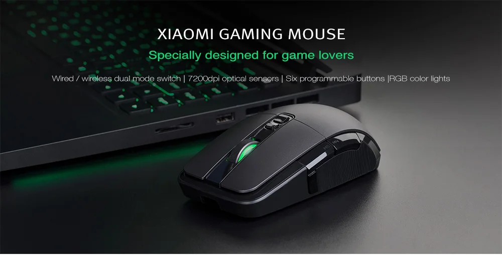 Xiaomi mi Ga mi ng мышь Проводная/Беспроводная 7200 dpi двухрежимный переключатель шесть программируемых кнопок программируемые RGB цветные огни