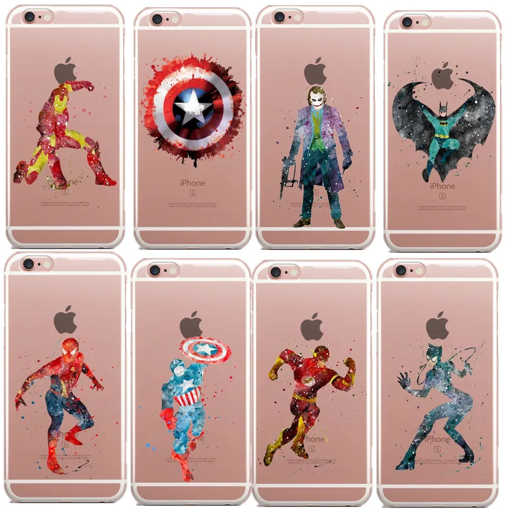Чехол для телефона Super hero captain America DC Comics прозрачный мягкий чехол из ТПУ iPhone 7 7Plus 6S 8