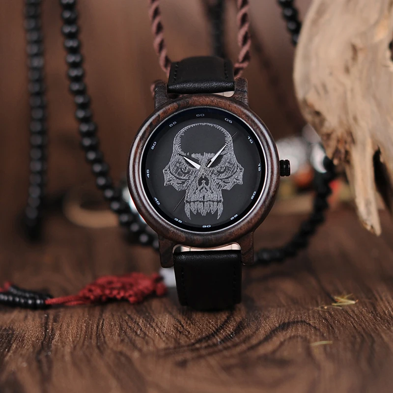BOBO BIRD WP24 простые бамбуковые часы для мужчин и женщин крутой череп дизайн на очки кварцевые наручные часы