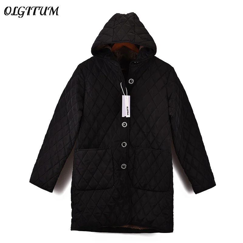 Женская куртка большого размера толстая зимняя длинная средней длины хлопковая