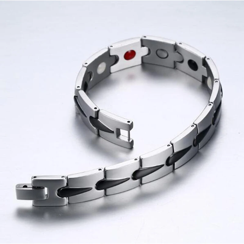 Черный мужской браслет Vinterly звено цепи Энергетический Браслет мужские магнитные