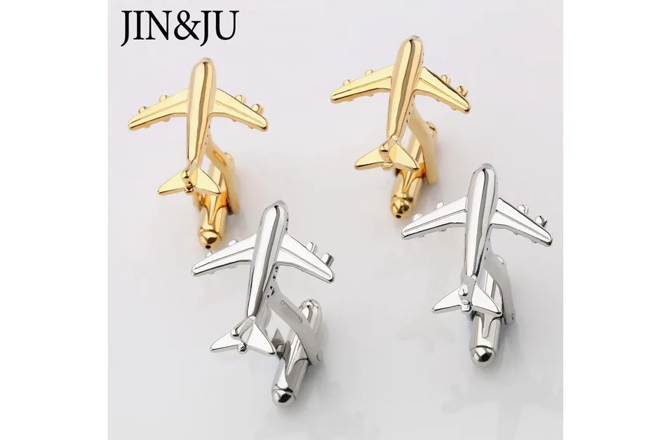 JIN& JU, мужские ювелирные изделия, дизайн самолета, аэроплан, свадебные украшения, два цвета, имитация, покрытие, стиль для мужчин, самолет, запонки