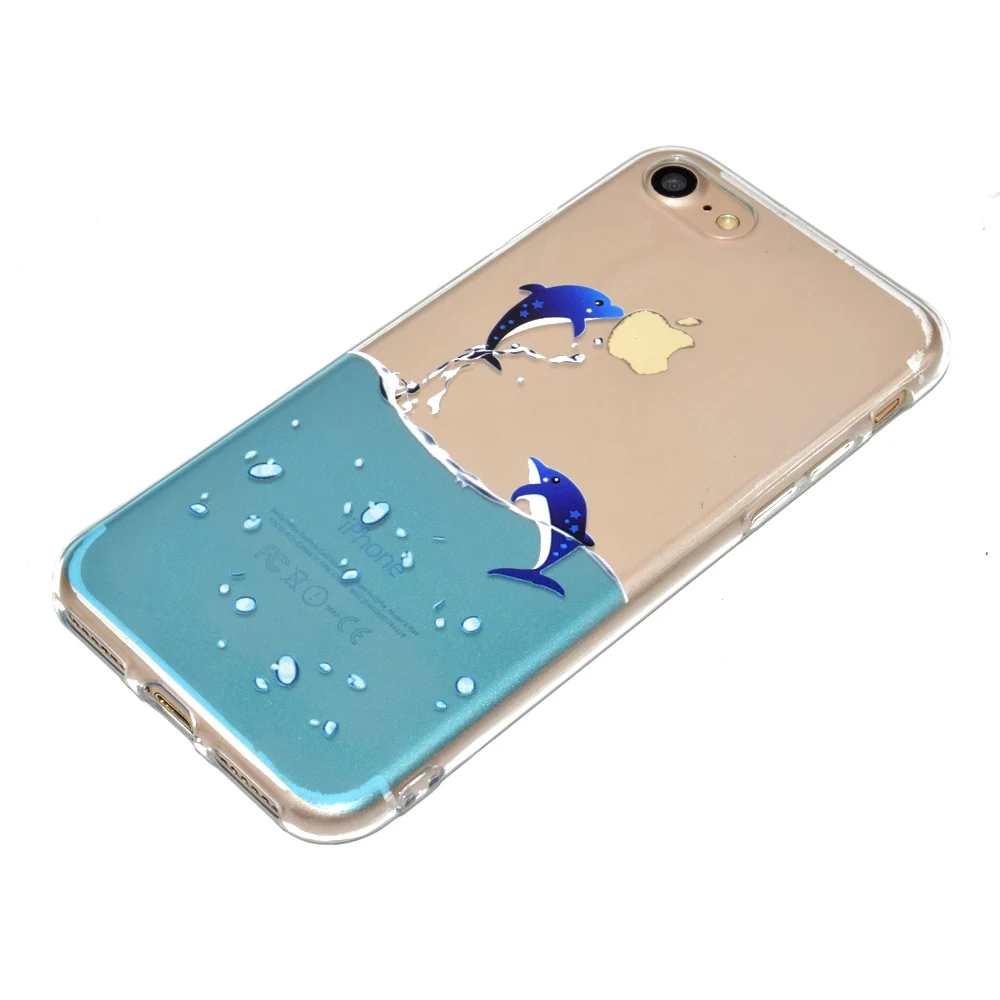Модный чехол с милым Фламинго дельфином слоном жирафом для iphone 6s plus прозрачный