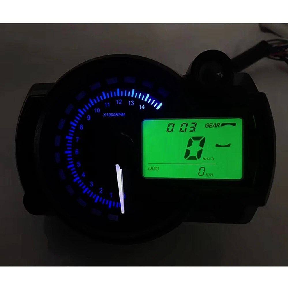 

FREE SHIPPING 15000rpm Modern Motorcycle Digital Light LCD Digital Gauge Speedometer Tachometer Odometer Adjustable 7 color