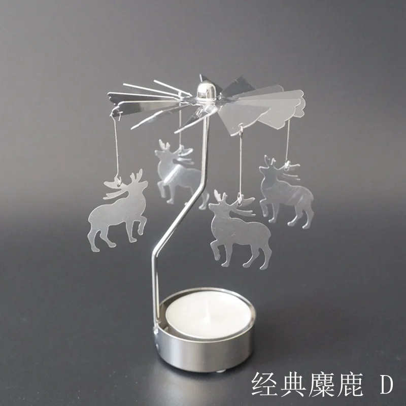 Candlesticks Rotating Romantic Rotation Spinning Carrousel Tea Light Candle Holder Christmas Home Party Wedding Lighting Angel