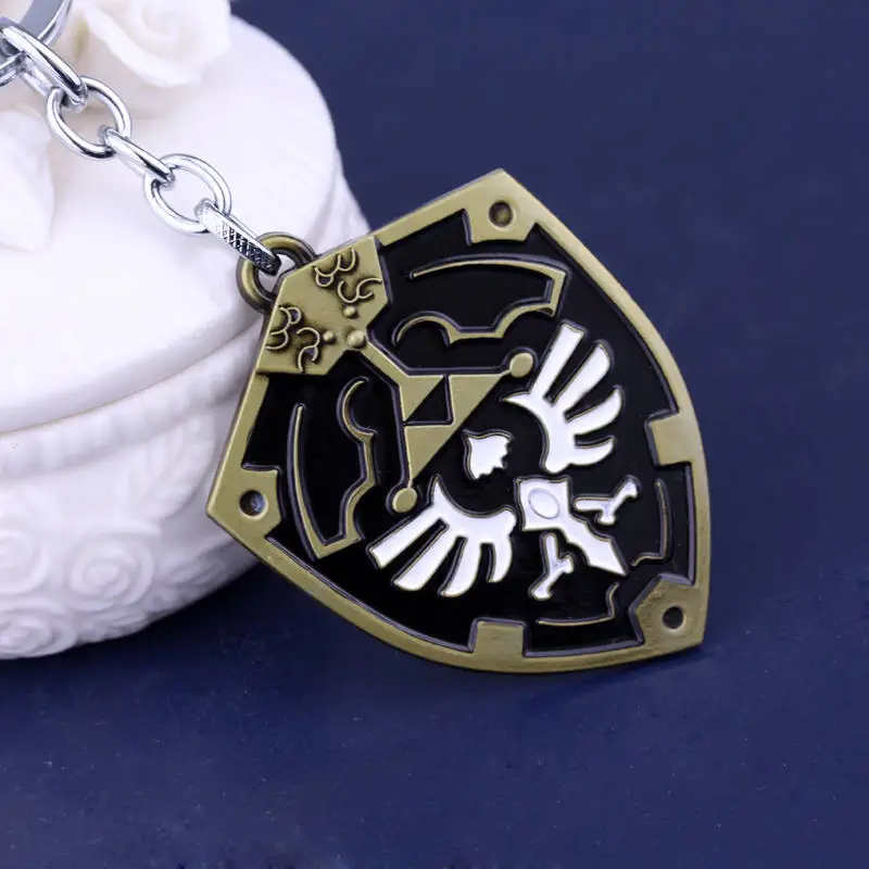 The Legend of Zelda Cosplay Keychain Metal Alloy Shield Enamel Car Key Ring Holder Accessories Props Gift