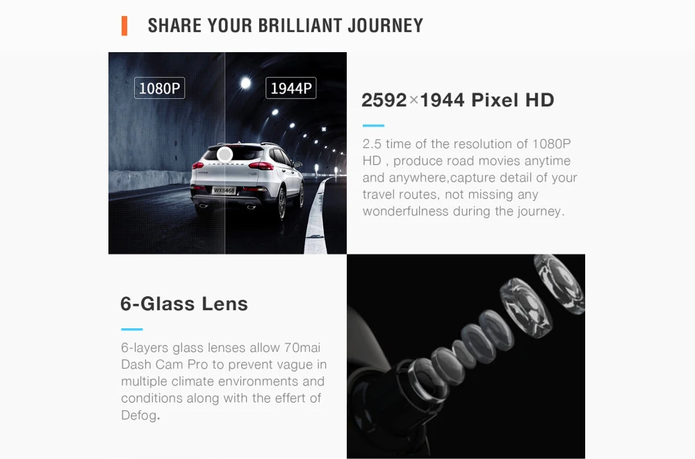 Xiaomi 70mai Dash camera Pro Автомобильный видеорегистратор Камера с английским голосовым управлением 140 градусов FOV с функцией Wi-Fi монитор парковки автомобиля