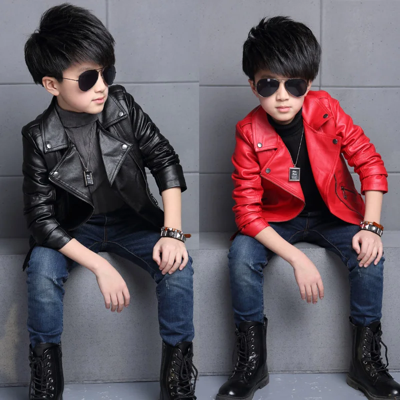 Модные детские кожаные куртки 2018 осенне-весенние Куртки из искусственной кожи