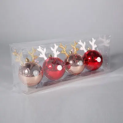 Red gold 4PC Украшения для рождественской елки шар олень звезда пряник человек Лось кулон Подарите вашему ребенку прекрасный подарок - Цвет: Red gold 4PC
