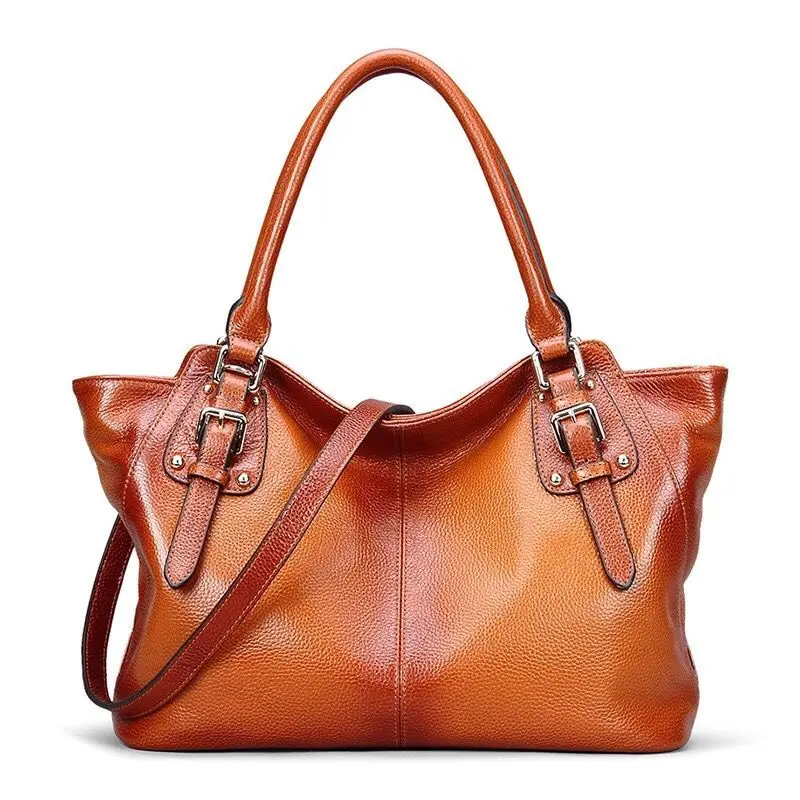

Woman Handbags Genuine Leather Bag Female Vintage Design Trapeze Shoulder Bags Women Cow Leather Large Capacity Casual Tote Bag