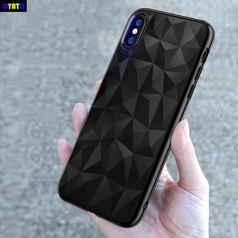 MYSUN Clear 3D Geometry Diamond Pattern Case for iPhone X 8 7 6 6S Plus Fitted Cases Ultra thin Transparent Soft TPU Back Cover |