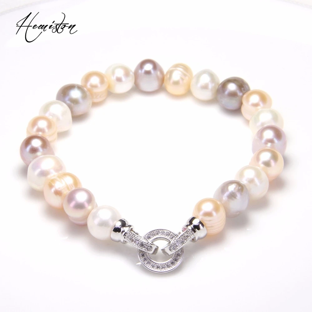 

Thomas Multi-color Freshwater Pearl Circle Clasp with Clear Macro CZ, European Rebel Heart Jewelry for Men and Women TS B145