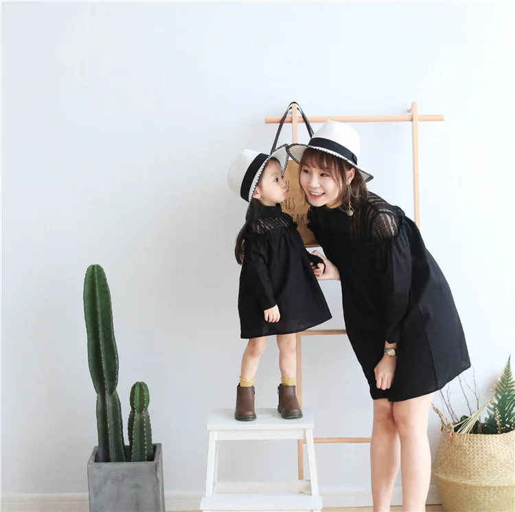 Платье Двойка для мамы и дочки Осенняя семейная Рождественская одежда