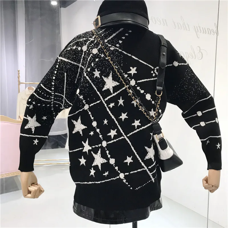 Women Vintage Loose Star Pattern Pullover Sweater Ladies Retro Long Sleeved All-match Knitwear Shirt Fall/winter | Женская одежда