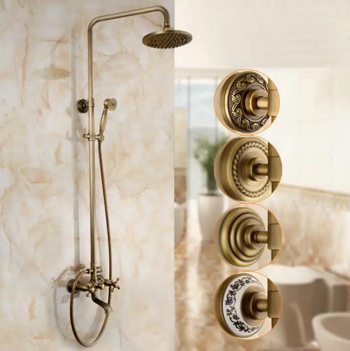 Бесплатная доставка роскошный новый античный латунный набор для Дождевого душа